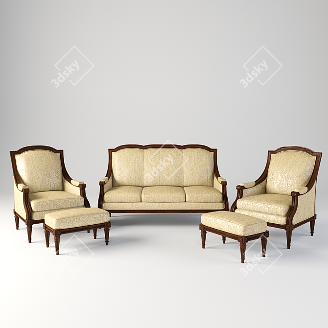 Elegant Upholstered Furniture Set 3D model image 1