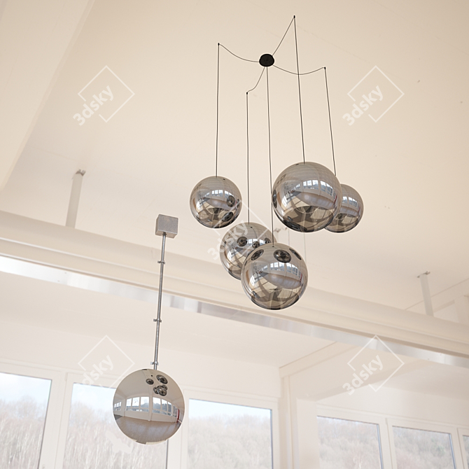 Mirrored Ball Inspired Chandelier & Sconces 3D model image 1