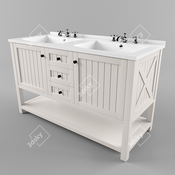 Country Style Sink with Vanity 3D model image 1