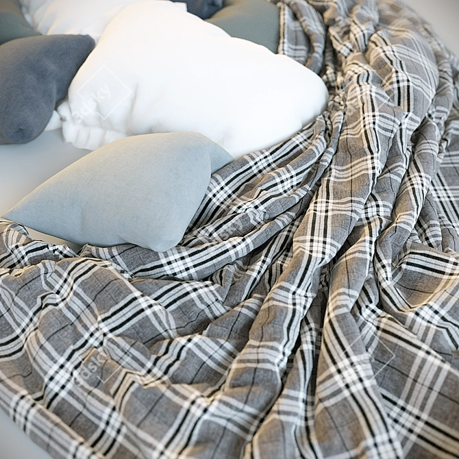 Cozy Dreams: Pillows & Blankets 3D model image 1