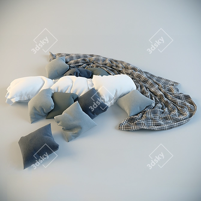 Cozy Dreams: Pillows & Blankets 3D model image 2