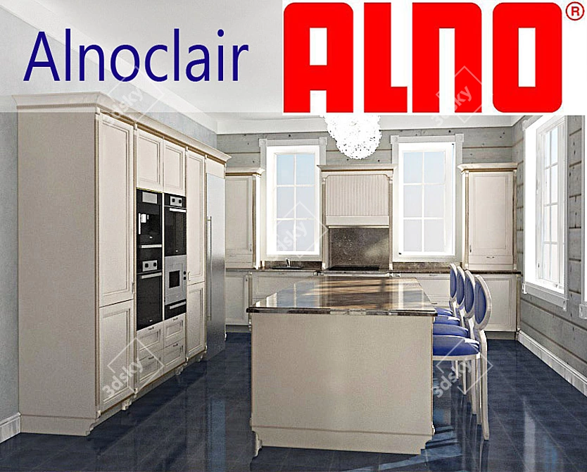 Elegant Alno Alnoclair Kitchen 3D model image 1