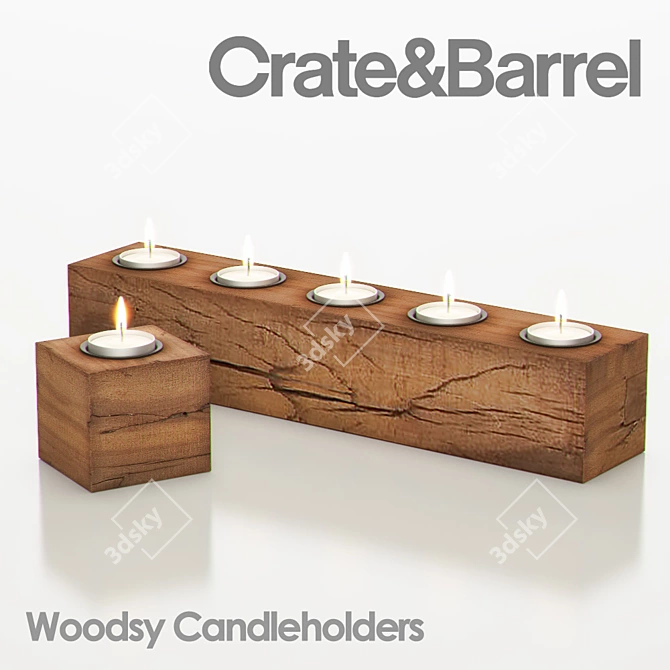 Rustic Woodsy Candleholders 3D model image 1