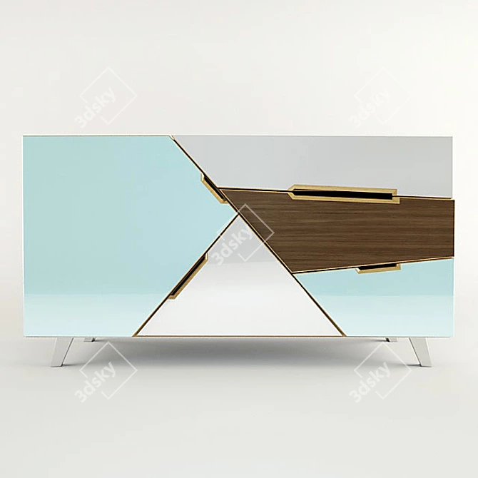 Sleek Tangram Buffet 3D model image 1