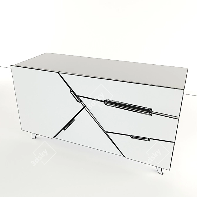 Sleek Tangram Buffet 3D model image 3