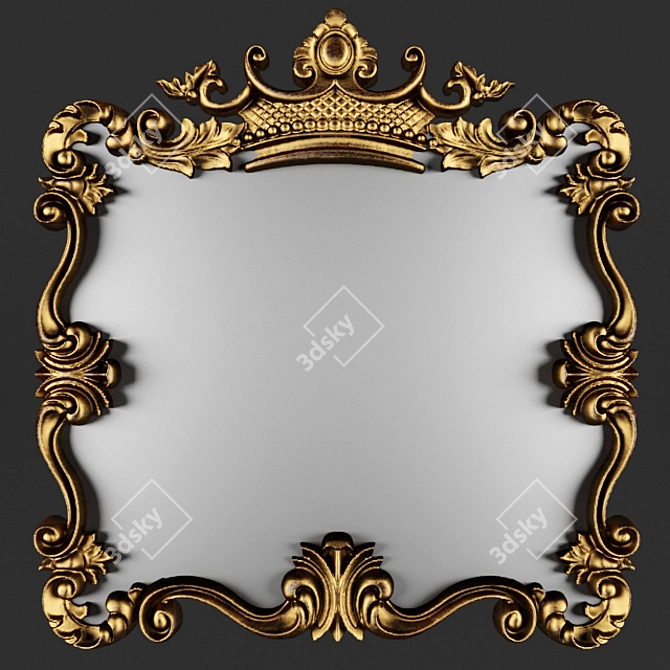 Elegant Carved Mirror 3D model image 1