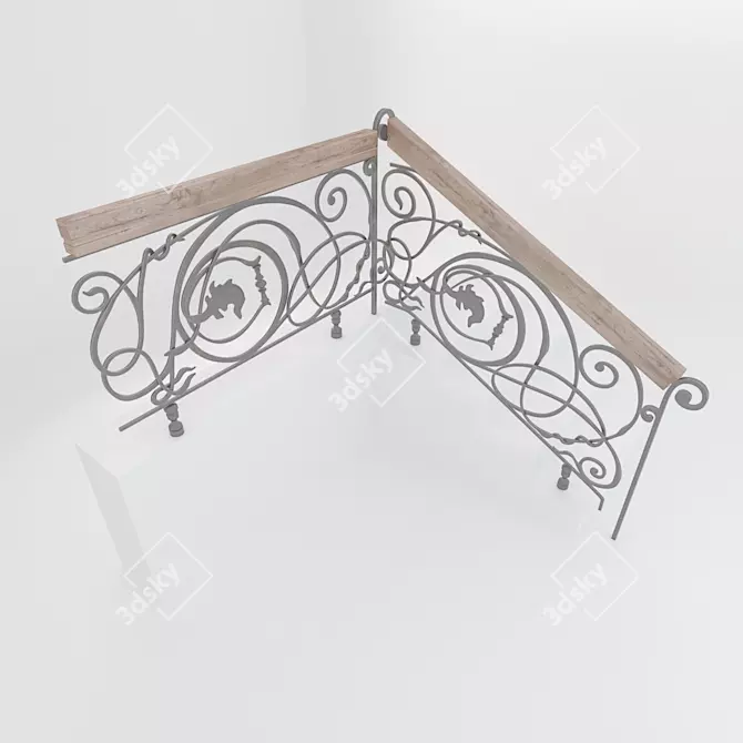 Modern Steel Stair Railings 3D model image 1