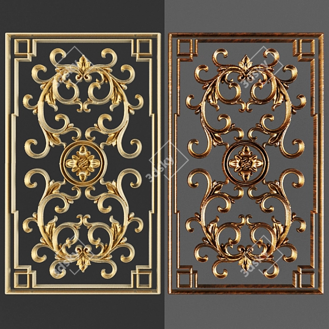 Elegant Stucco Ceiling Medallion 3D model image 1