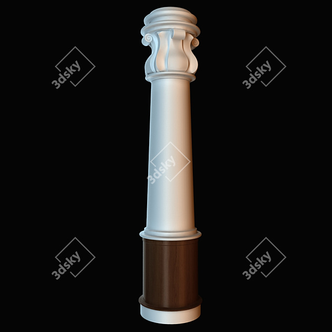 Title: Gypsum Column with Wooden Base 3D model image 1