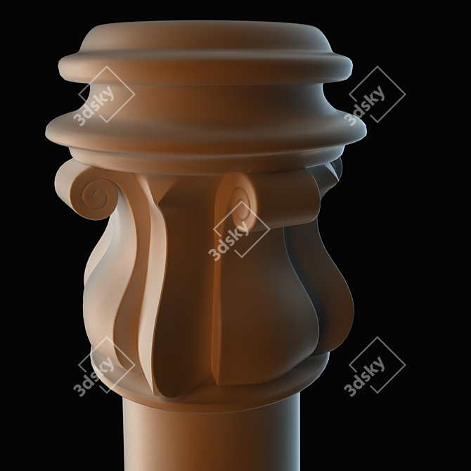 Title: Gypsum Column with Wooden Base 3D model image 2