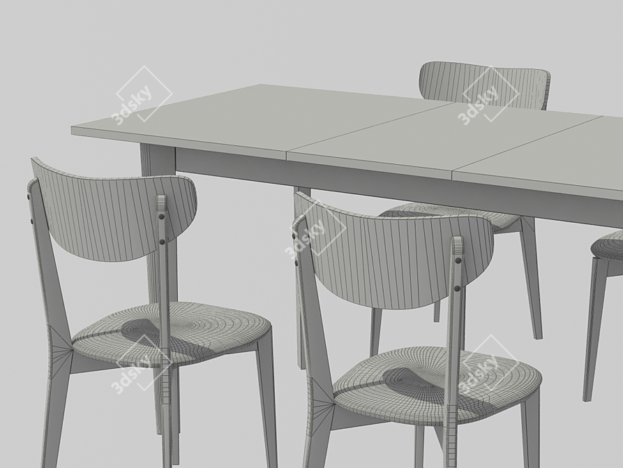 Title: Hygena Merrick Oak Table and 4 Chairs 3D model image 2
