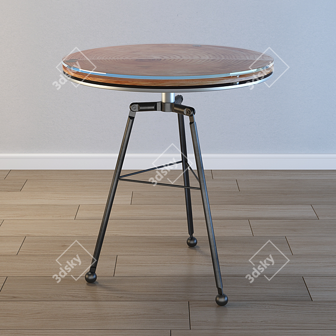 Designer Coffee Table: Metal Base, Wooden & Glass Top 3D model image 1