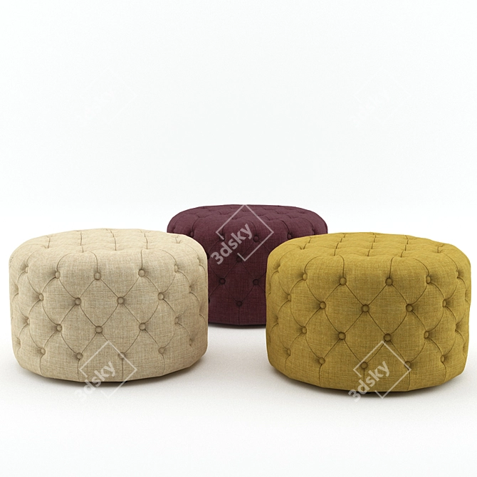 Modern Tufted Ottoman: Redefining Comfort 3D model image 1