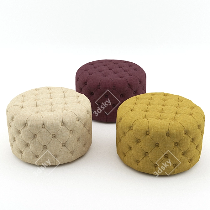 Modern Tufted Ottoman: Redefining Comfort 3D model image 2