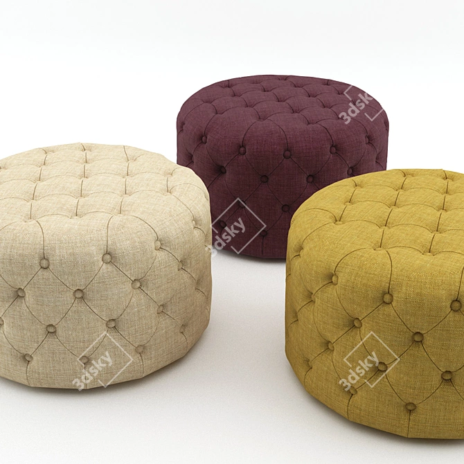 Modern Tufted Ottoman: Redefining Comfort 3D model image 3