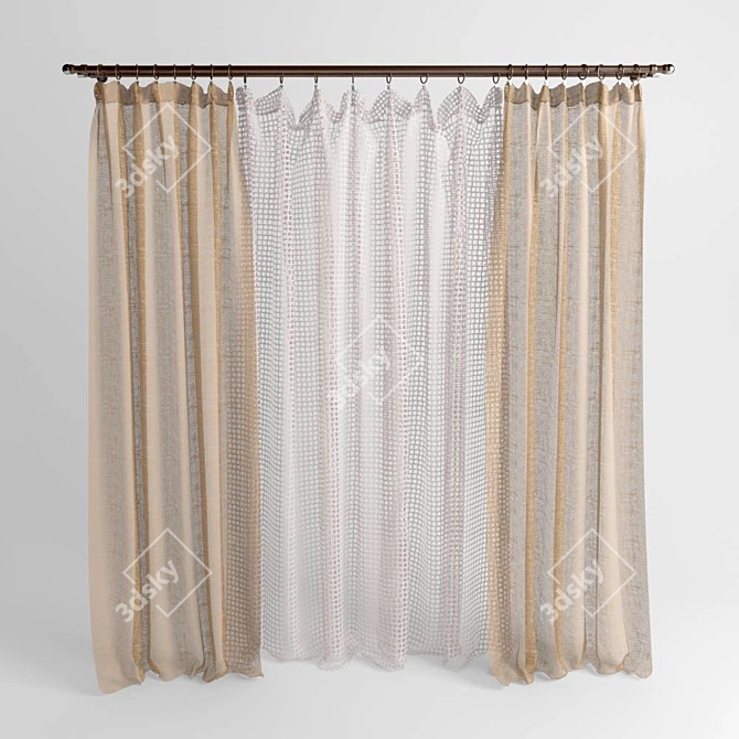 Elegant Ring Curtains 3D model image 1