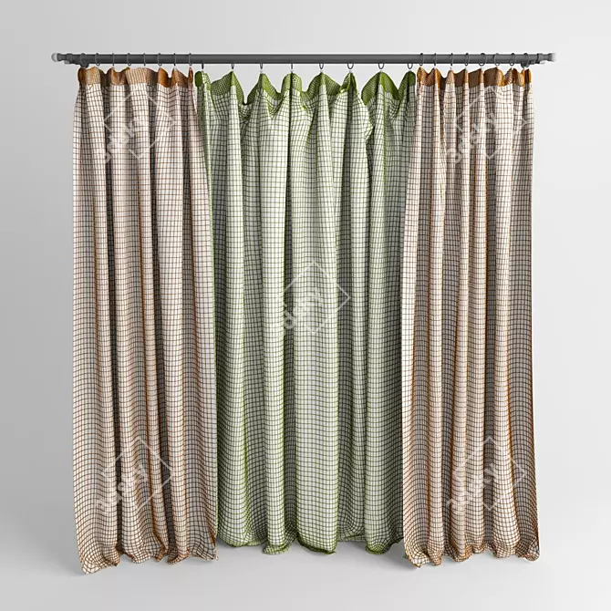 Elegant Ring Curtains 3D model image 3