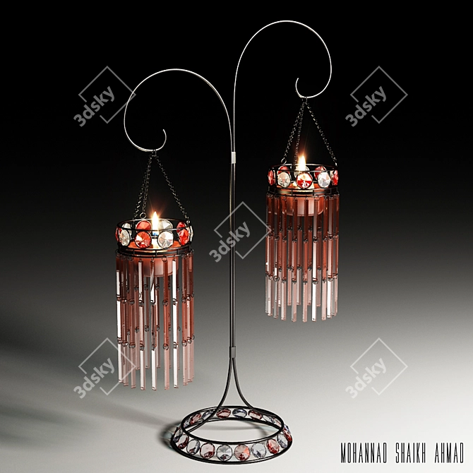 Elegant Dual Candle Table Chandelier 3D model image 1