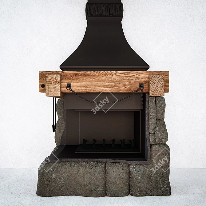 Country Style Fireplace 3D model image 1