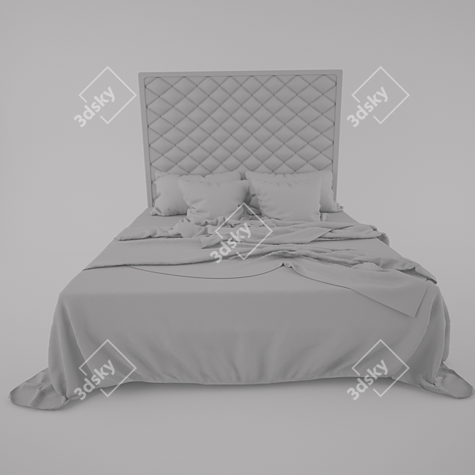 Sleek Contemporary Bed 3D model image 3