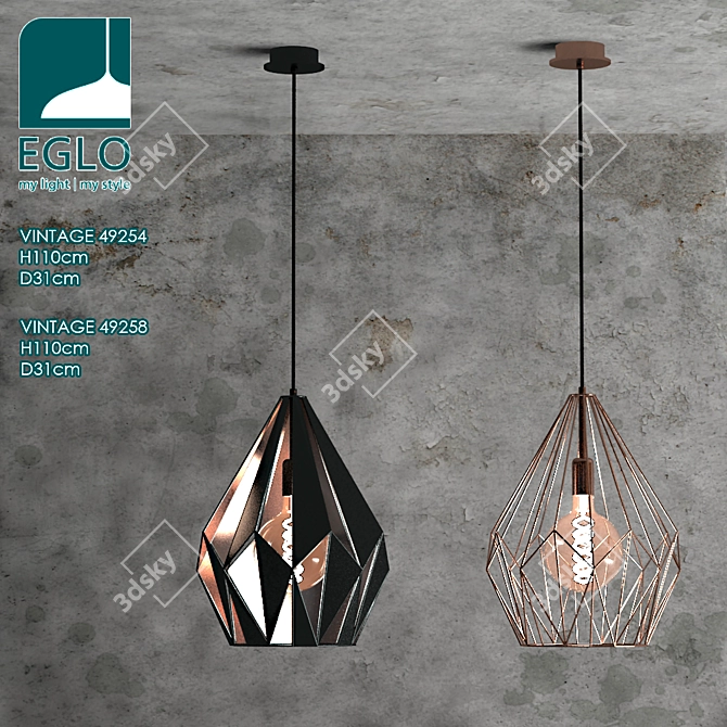 Elegant Vintage Chandelier by EGLO 3D model image 1