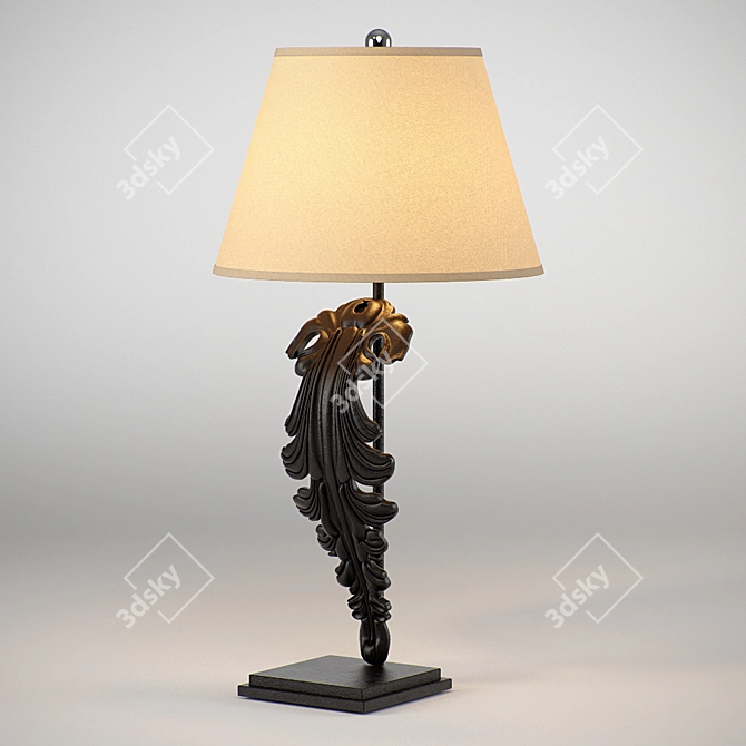 Elegant Acanthus Leaf Table Lamp 3D model image 1