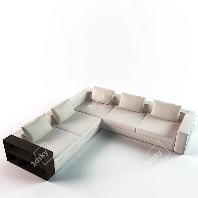 Versatile Modular Sofa with Shelves 3D model image 2