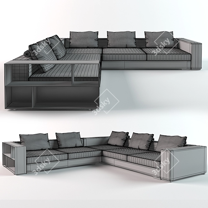 Versatile Modular Sofa with Shelves 3D model image 3