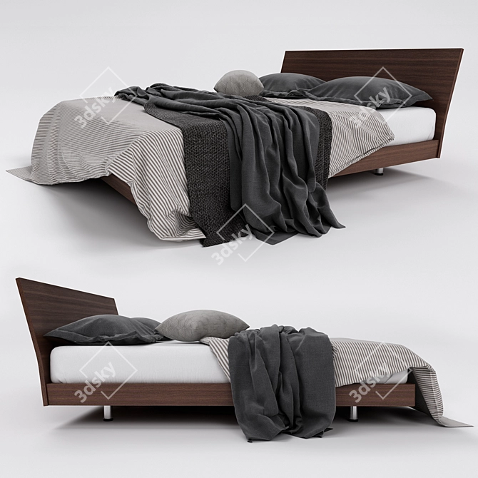 Elegant Soft Bed with 3D Design 3D model image 1