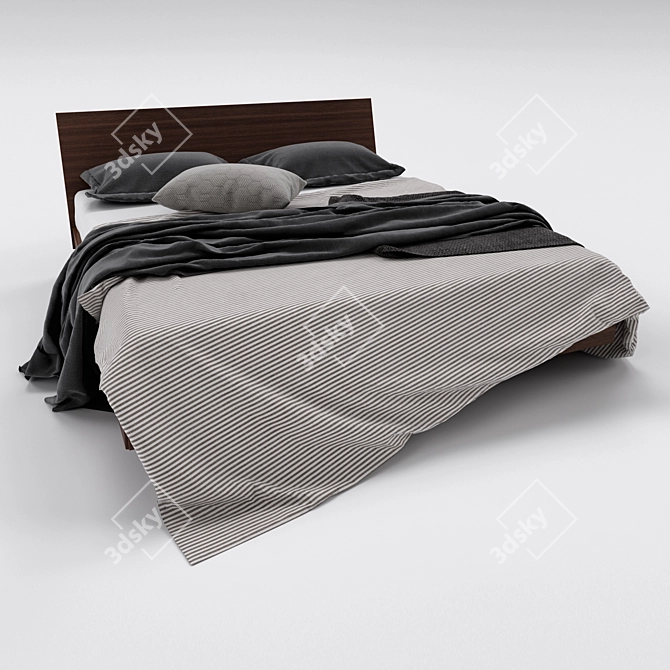 Elegant Soft Bed with 3D Design 3D model image 3