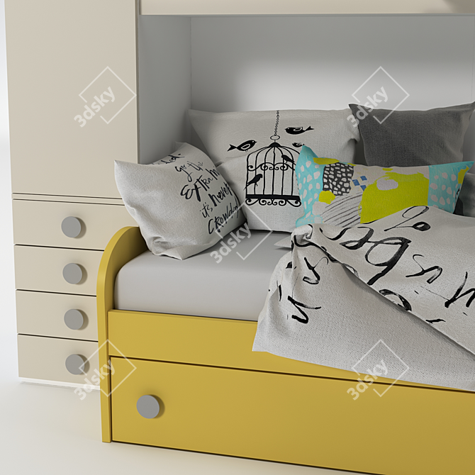 Bright Kids Bunk Bed 3D model image 2