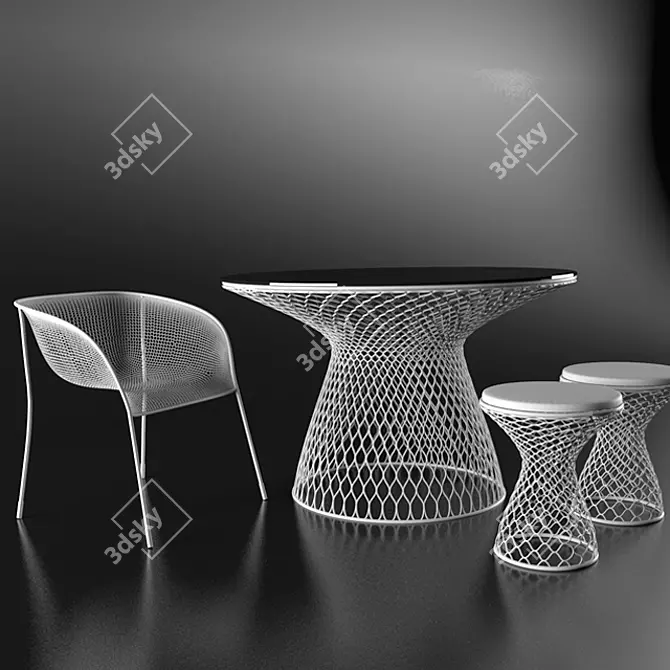 Garden Furniture Set: Table + Chairs 3D model image 1