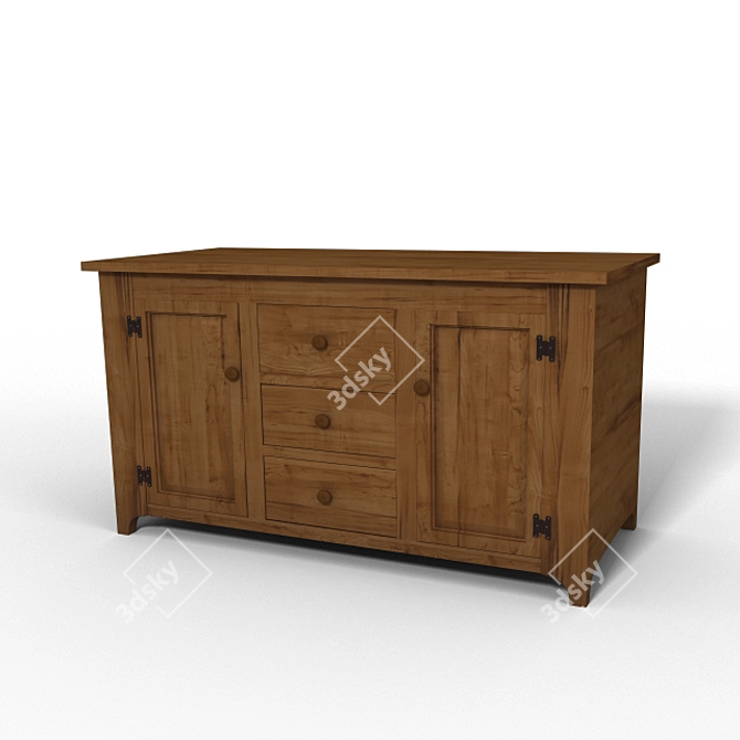 Vintage Pine Chest of Drawers 3D model image 2