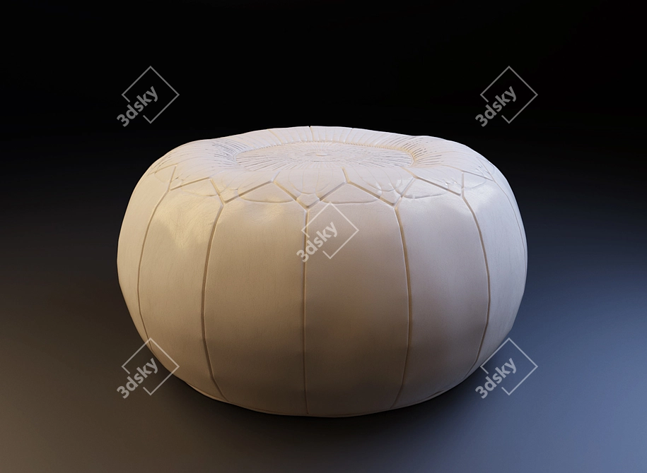 Elegant Leather Ottoman with Embossed Design 3D model image 1