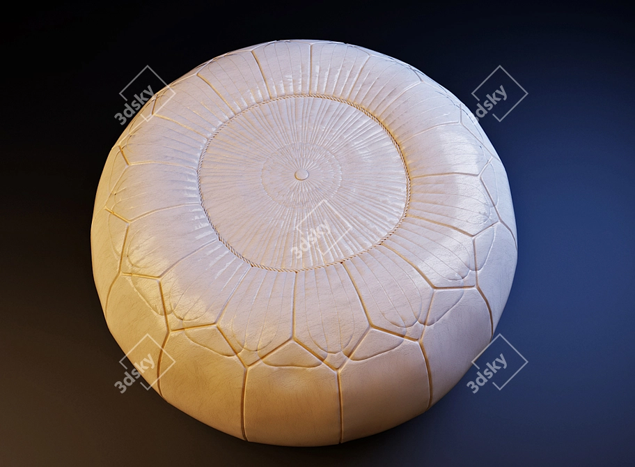 Elegant Leather Ottoman with Embossed Design 3D model image 2