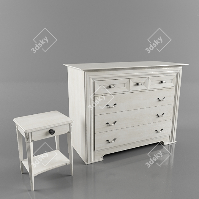 Provence-Inspired Chest & Nightstand 3D model image 1