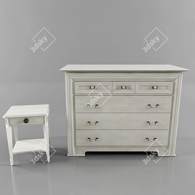 Provence-Inspired Chest & Nightstand 3D model image 2