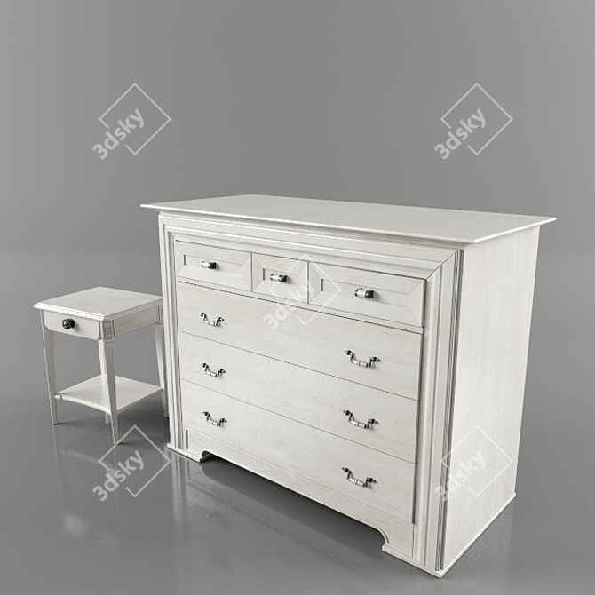 Provence-Inspired Chest & Nightstand 3D model image 3