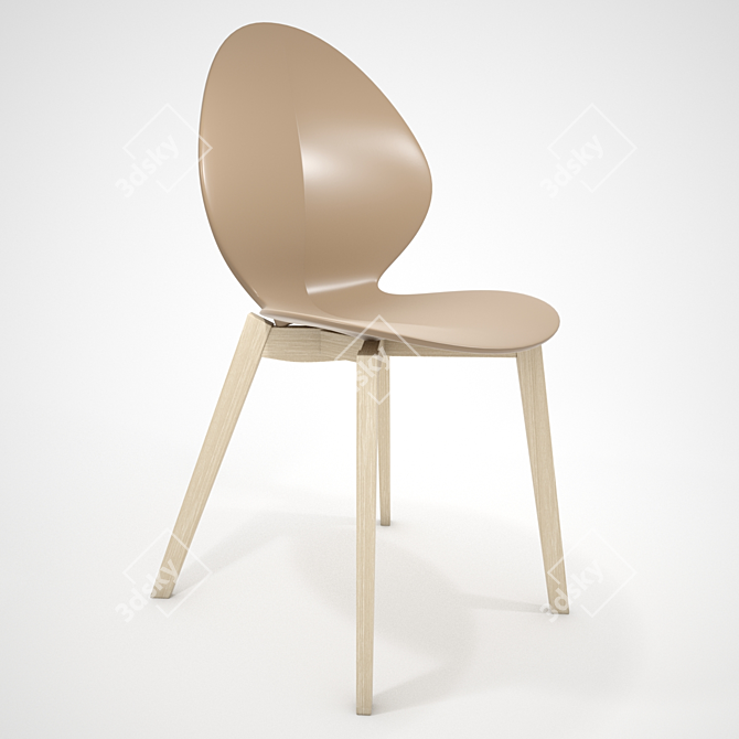 Modern Basil Timber Chair | Calligaris 3D model image 1