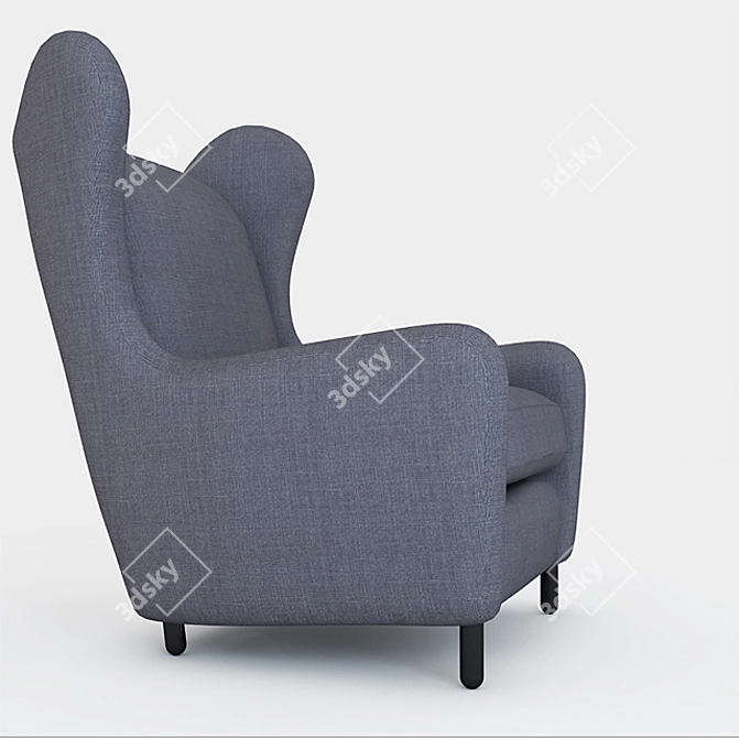 Vintage Velvet Wingback Armchair 3D model image 2