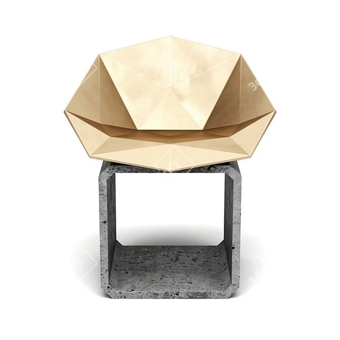 Sleek Concrete Chair 3D model image 2