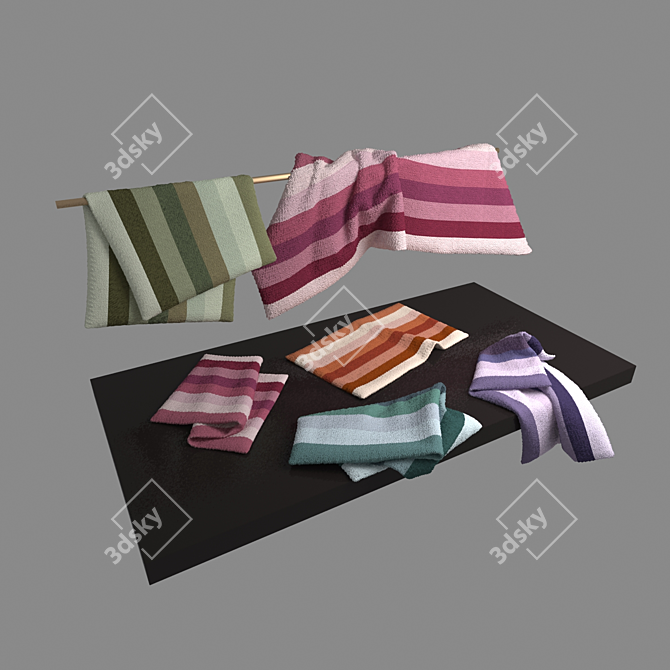 Luxury Cotton Bath Towels 3D model image 1