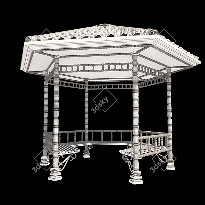 Steel Gazebo: Stylish Outdoor Retreat 3D model image 3