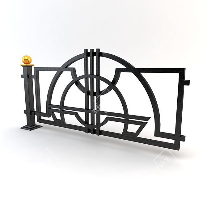 Durable Metal Fence 3D model image 1