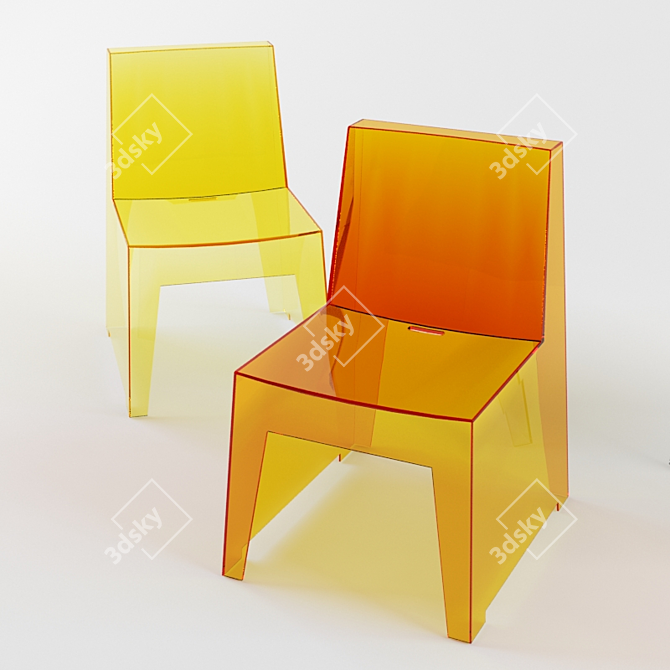 Colorful Trio of Chairs 3D model image 1