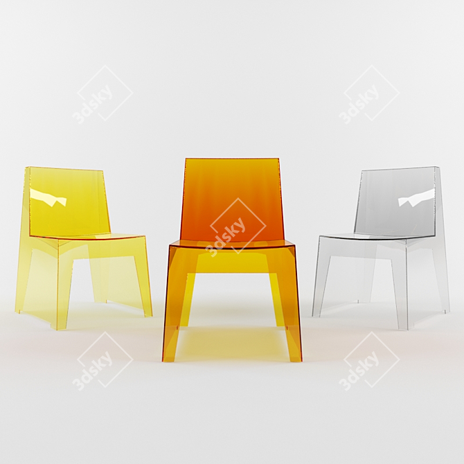 Colorful Trio of Chairs 3D model image 2