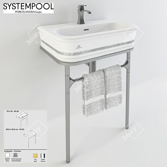 Epoque Swarovski Washbasin: Porcelanosa Grupo 3D model image 1