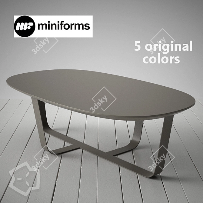 Sleek Steel Bino Coffee Table 3D model image 1