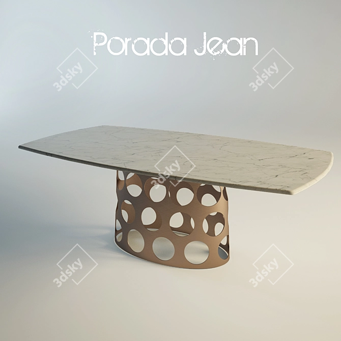 Elegant Metal-Based Dining Table 3D model image 1