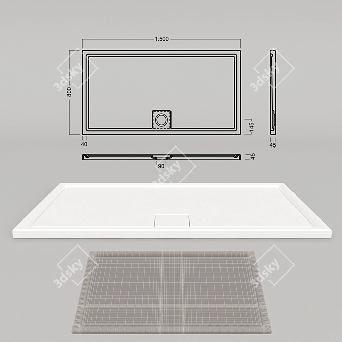 Hatria Heavycril Shower Tray: Sleek & Functional 3D model image 1